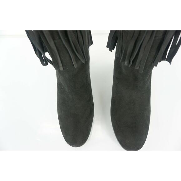 Stuart Weitzman Black Suede Fringie Knee High Boots SZ 7 N Narrow - Picture 5 of 10